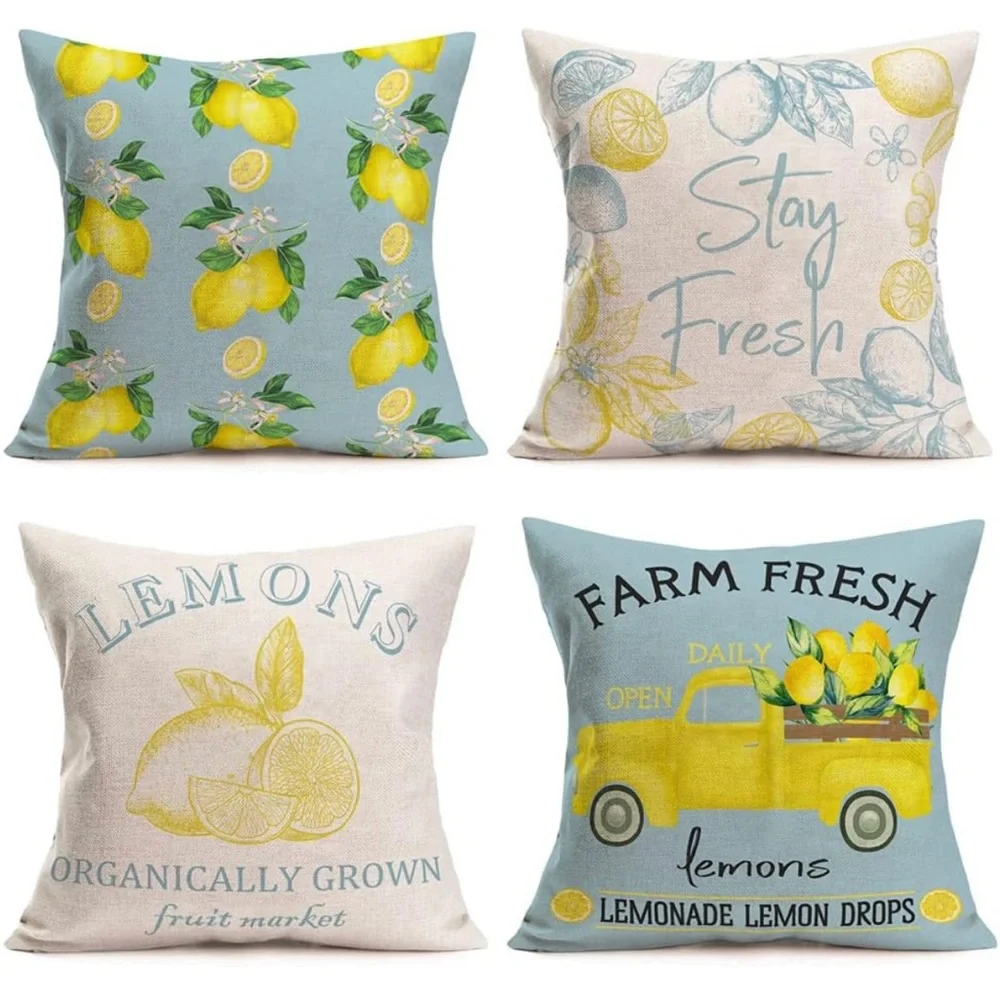 NWT Yameeta 24x24 Inch Decorative Throw Pillowcase 4 Pack Cotton Linen